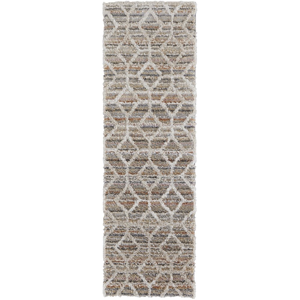 Mynka Transitional Diamond, Tan/Taupe/Ivory, 2'-6" x 8' Runner. Picture 1