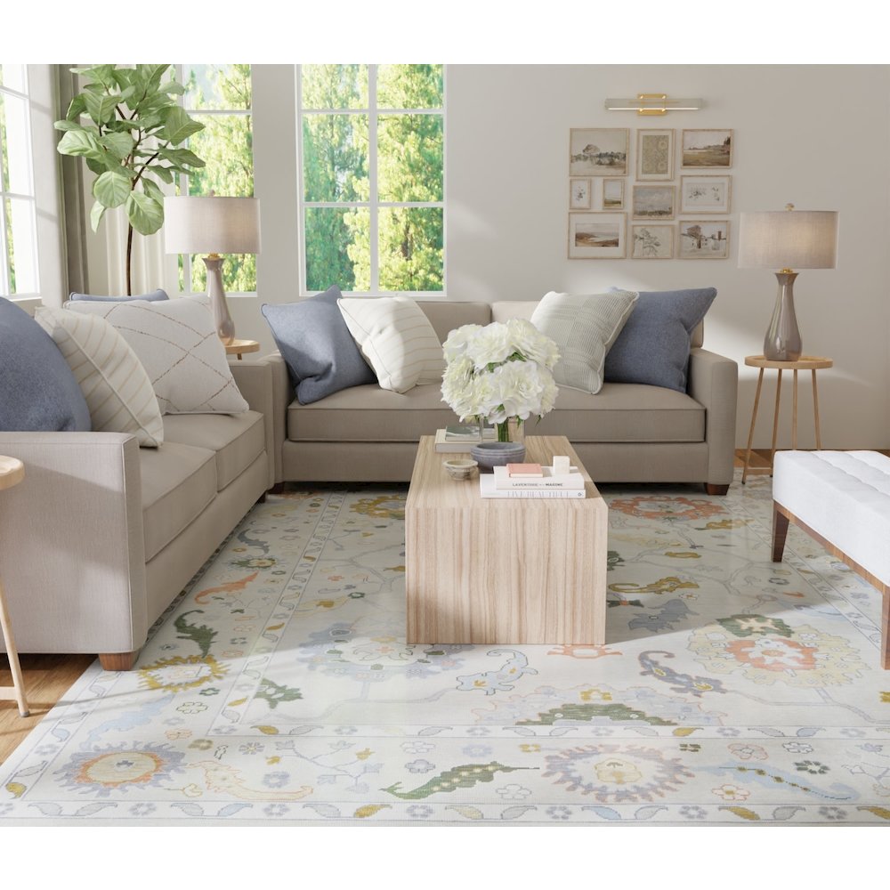 Karina Transitional Floral & Botanical, Ivory/Gold/Green, 5'-6" x 8'-6" Area Rug. Picture 2