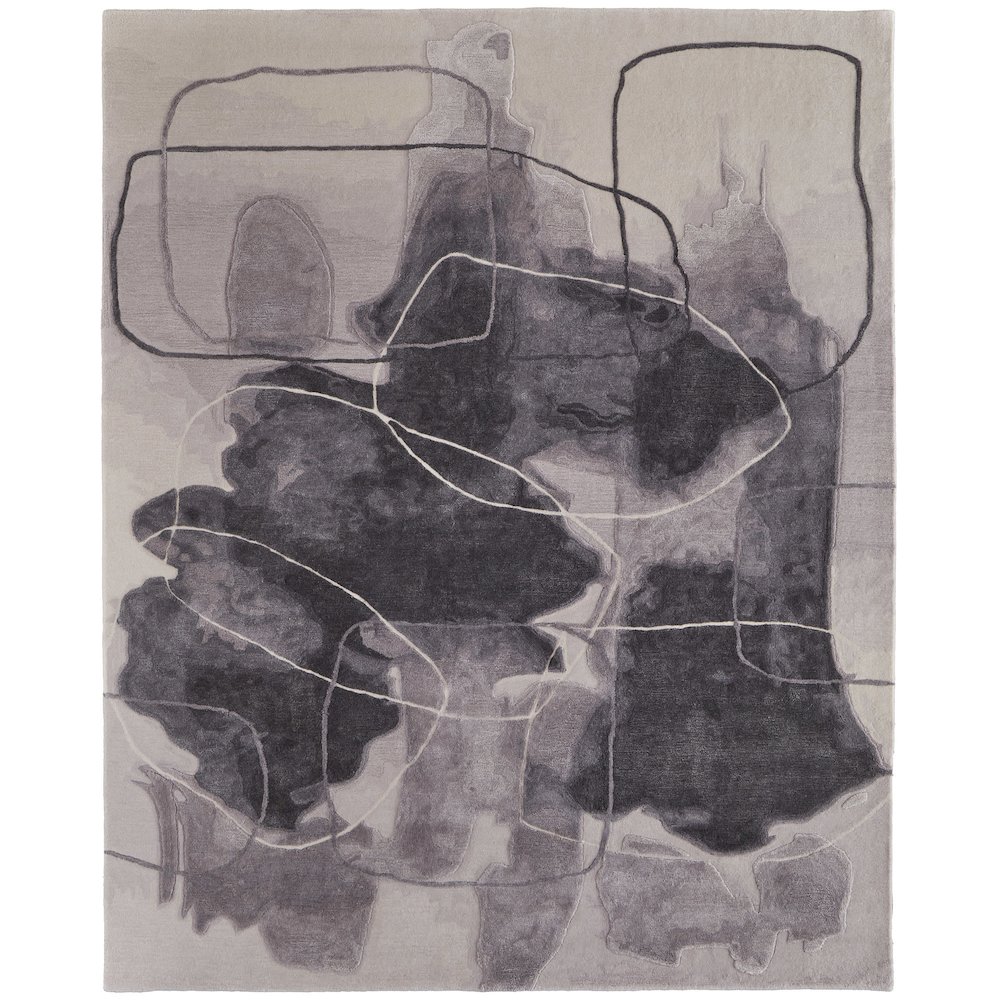 Anya Transitional Abstract, Ivory/Gray/Taupe, 8' x 10' Area Rug. Picture 1