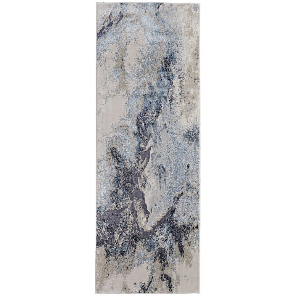 Astra Transitional Abstract, Blue/Gray/Ivory, 2'-10" x 7'-10" Runner. Picture 1