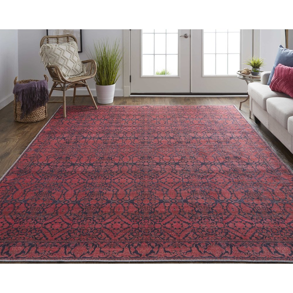Voss Transitional Trellis & Lattice, Red/Black, 10'-6" x 14' Area Rug. Picture 2
