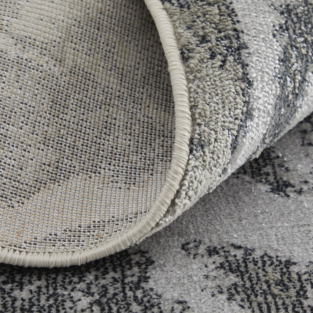 Astra Transitional Abstract, Gray/Silver/Ivory, 1'-8" x 2'-10" Accent Rug. Picture 7