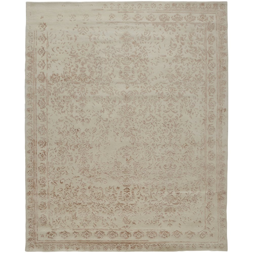 Bella High/Low Floral Wool Rug, Sand Beige/Blush Pink, 8ft x 10ft Area Rug, 9698014FIVYBLHF00. Picture 1