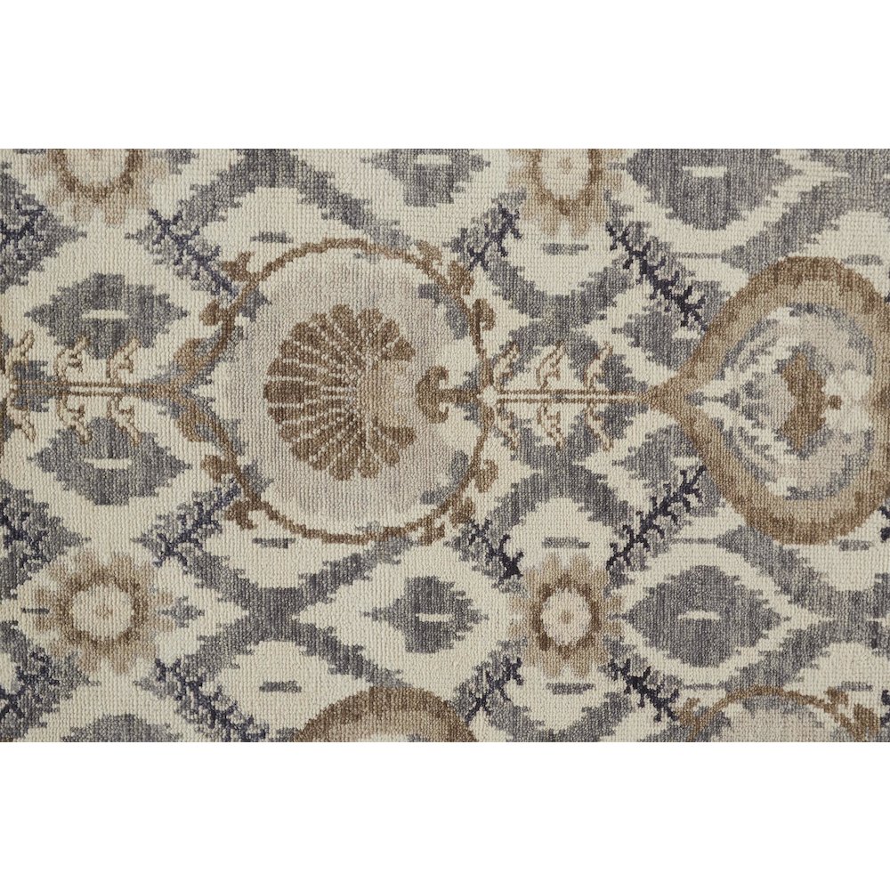 Beall Luxury Wool Rug, Ornamental Ikat, Beige, 5ft - 6in x 8ft - 6in Area Rug, BEA6712FGRYBRNE50. Picture 5