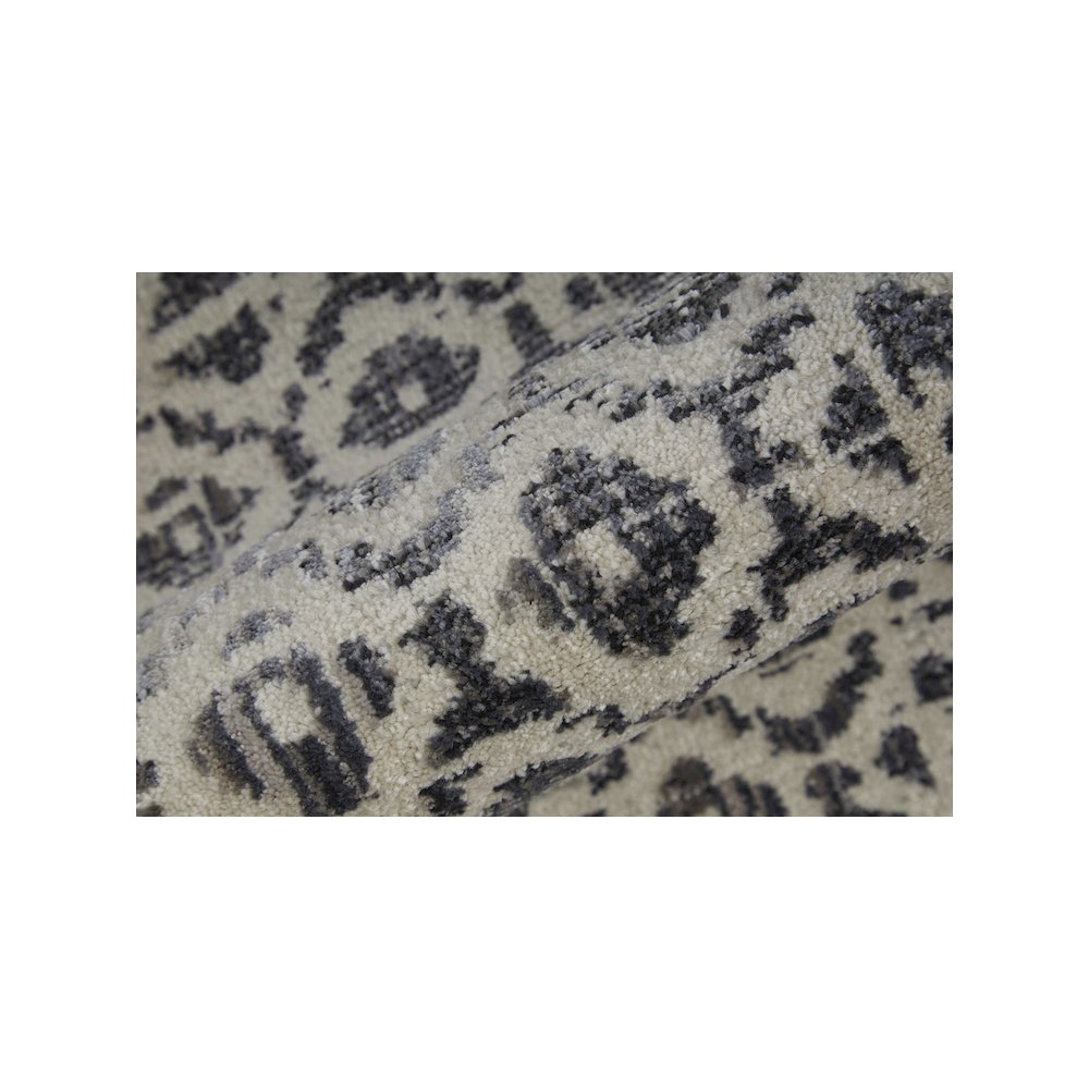 Kano Distressed Geometric Floral Area Rug, Charcoal Gray/Ivory, 12in x 13ft-9in, 8643874FGRYIVYH14. Picture 5
