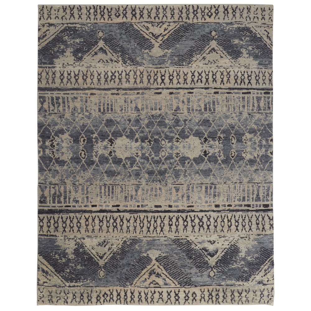 Palomar Luxe Hand Knot Abstract Area Rug, Denim Blue, 9x6in x 13x6in, PAL6572FBLU000H50. Picture 1