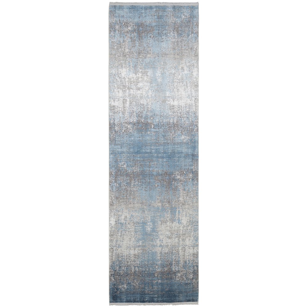 Cadiz Modern Abstract, Blue/Gray/Silver, 3'-1" x 10' Runner. Picture 1
