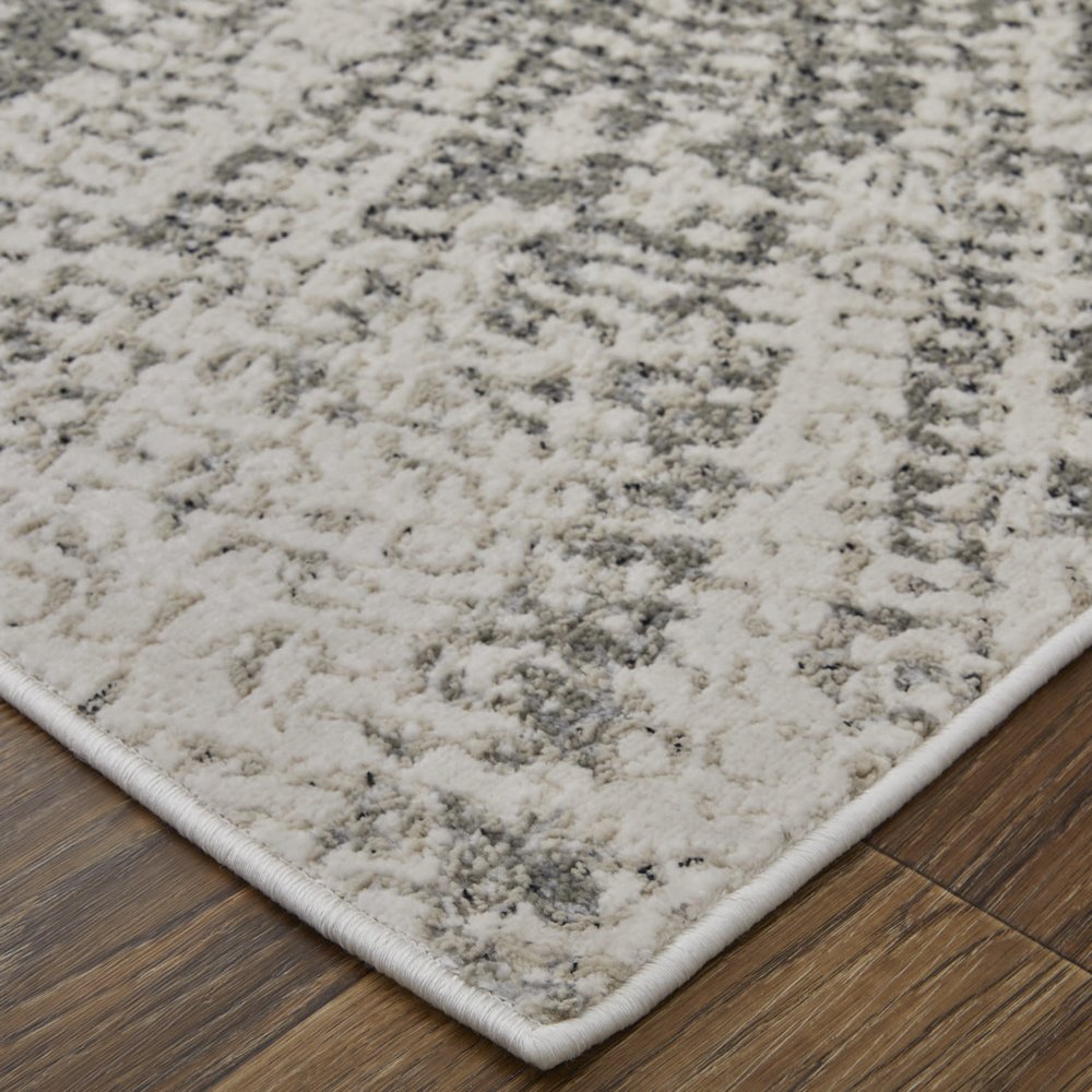 Micah Modern Abstract, Ivory/Gray/Blue, 9'-2" x 12' Area Rug. Picture 3