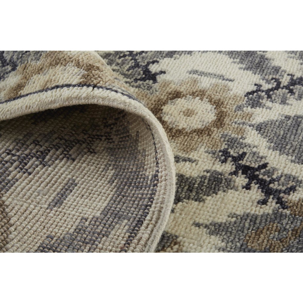 Beall Luxury Wool Rug, Ornamental Ikat, Beige, 5ft - 6in x 8ft - 6in Area Rug, BEA6712FGRYBRNE50. Picture 6