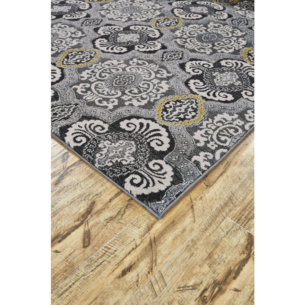Bleecker Modern Damask, Ivory/Gray/Yellow, 10' x 13'-2" Area Rug. Picture 3