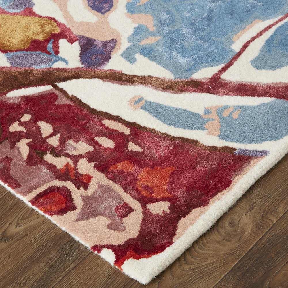 Transitional Floral & Botanical, Red/Blue/Purple, 3'-6" x 5'-6" Accent Rug. Picture 3
