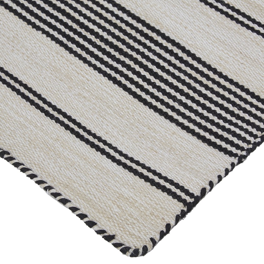 Duprine Transitional Stripes, Black/White/Ivory, 10' x 14' Area Rug. Picture 3