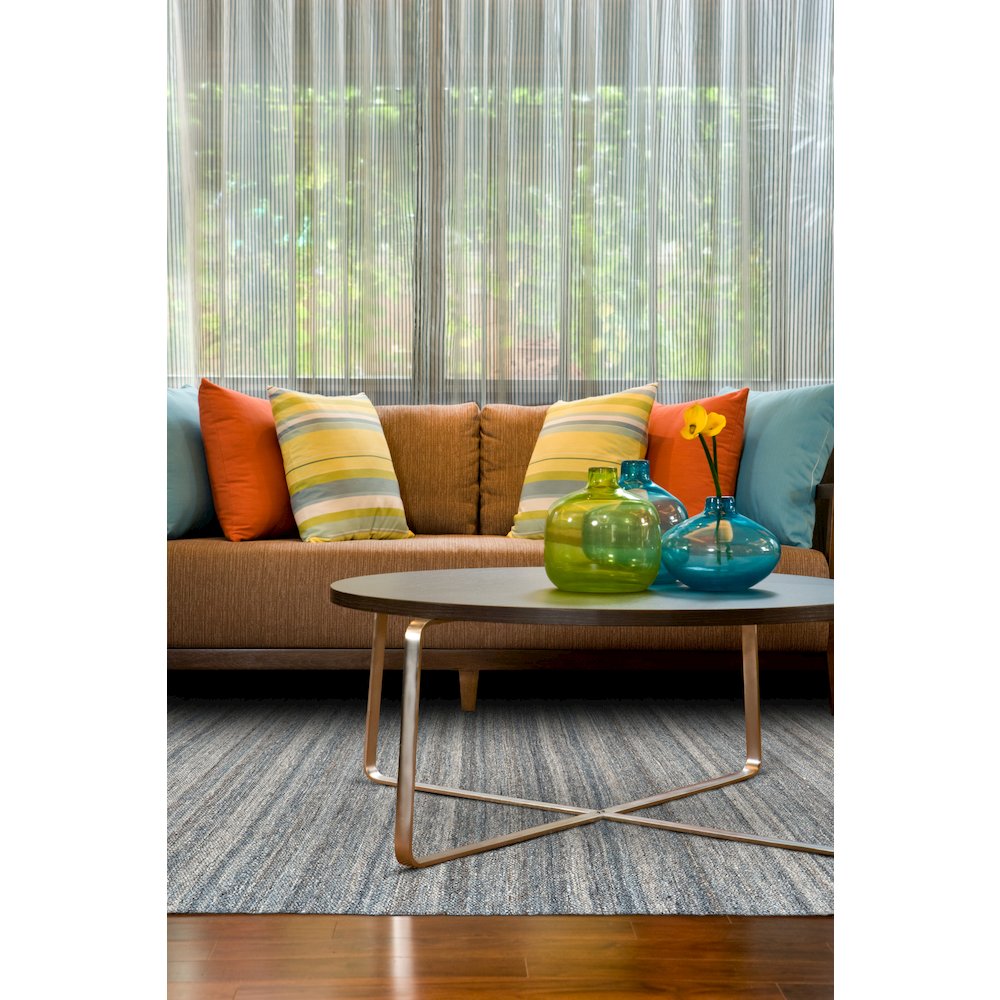 Brady Transitional Stripes, Gray/Blue/Ivory, 5' x 8' Area Rug. Picture 2