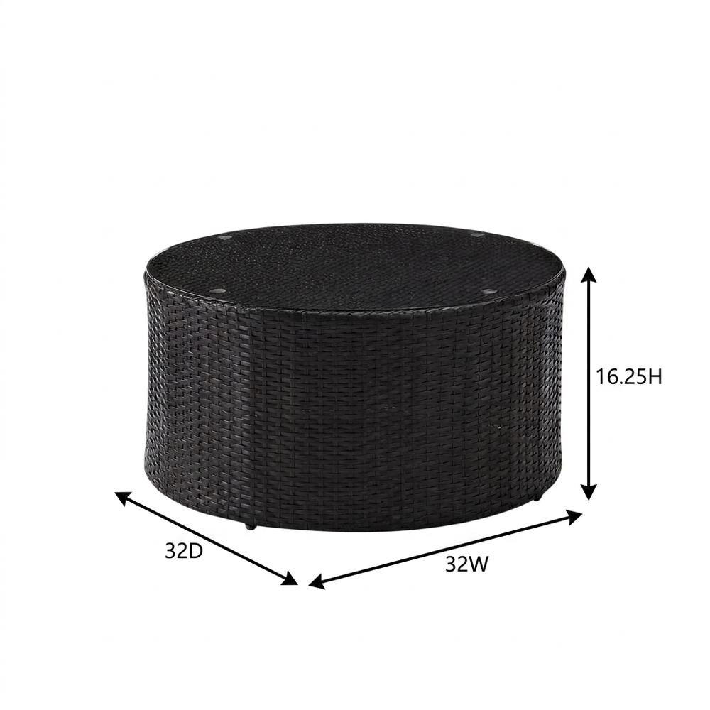 Wicker Round Coffee Table for Outdoor Patio Lounge with 33 lb Weight. Picture 7