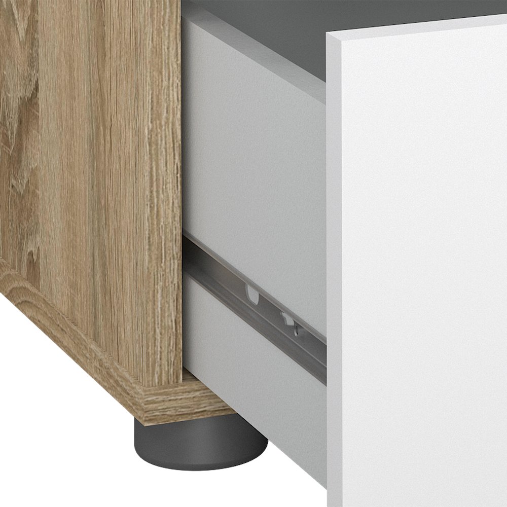 Austin 2 Drawer Nightstand - Set of 2, Oak/White High Gloss. Picture 5