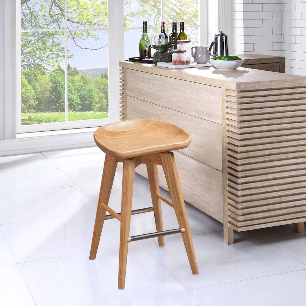 Bali Backless Swivel Counter Stool - Natural. Picture 6