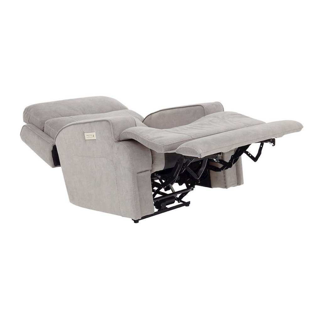 Gray Power Recliner with Adjustable Headrest and Footrest Extension. Picture 3