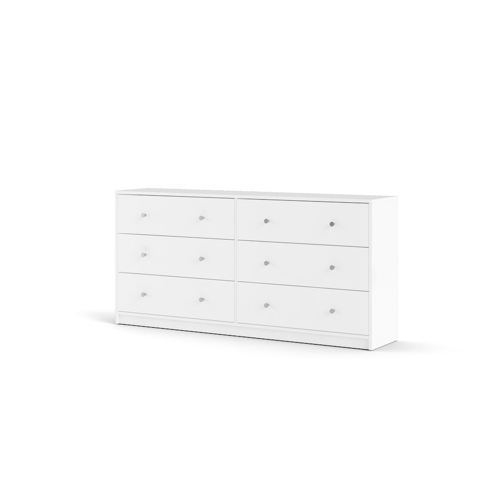 Portland 6 Drawer Double Dresser, White. Picture 3
