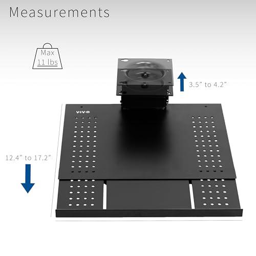 Black Sliding 15 x 12 inch Tray, Adjustable Platform Mounted Under Desk. Picture 3