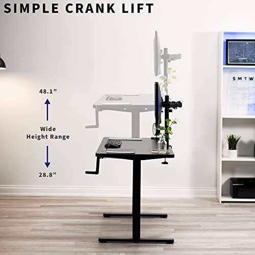 Manual Height Adjustable 60 x 24 inch Stand Up Desk, Light Wood. Picture 6