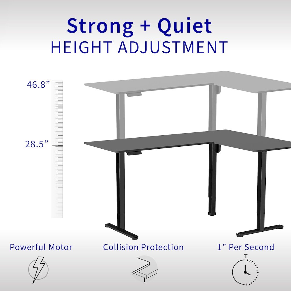 Height Adjustable 63 x 55 inch Corner Stand Up Desk. Picture 3