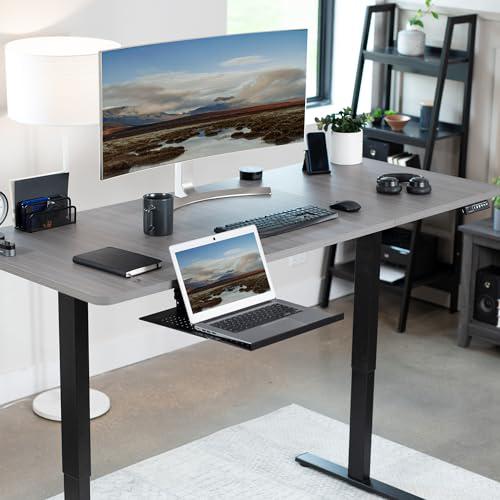 Black Sliding 15 x 12 inch Tray, Adjustable Platform Mounted Under Desk. Picture 9