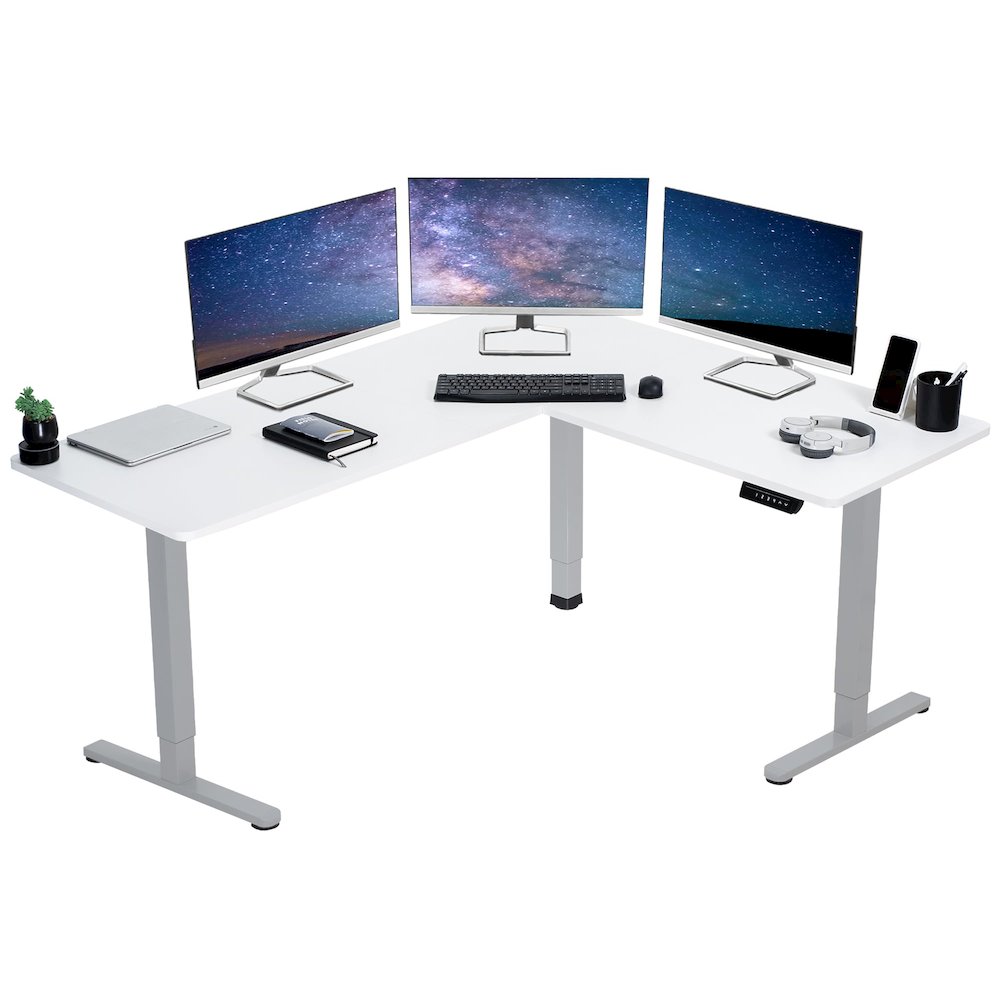 Height Adjustable 63 x 55 inch Corner Stand Up Desk. Picture 1