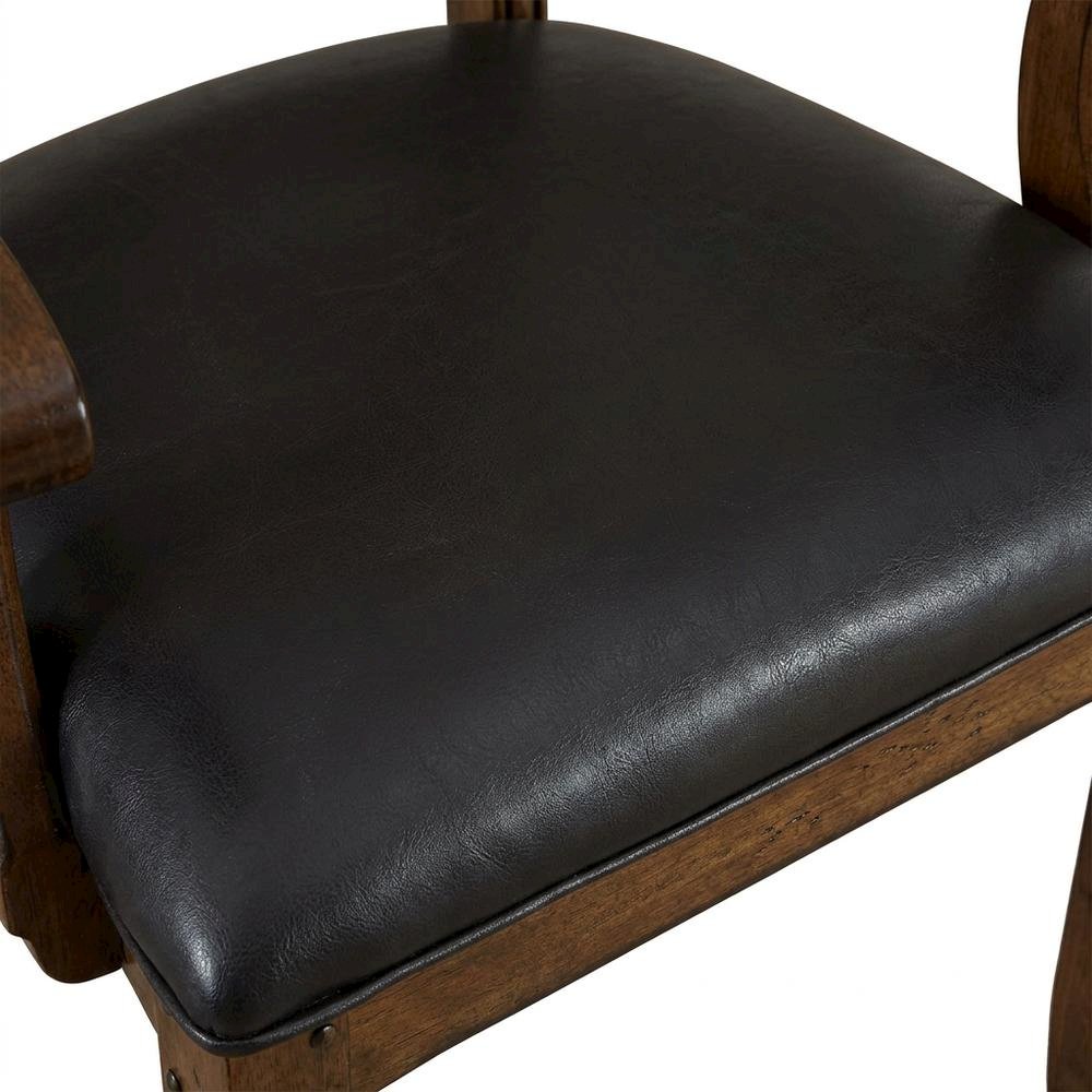 Distressed Mango Armchair with Upholstered Seat and Updated Lodge Style. Picture 5