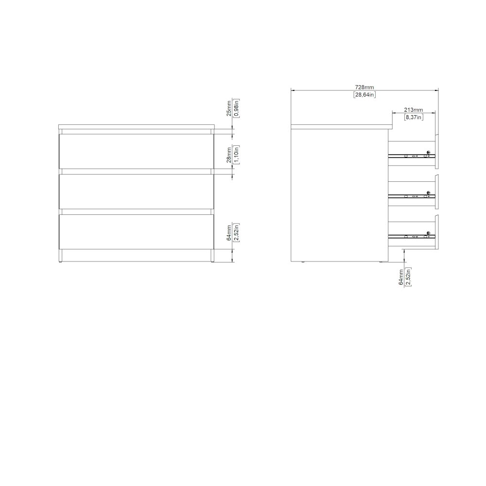 Scottsdale 3 Drawer Chest, White High Gloss. Picture 11