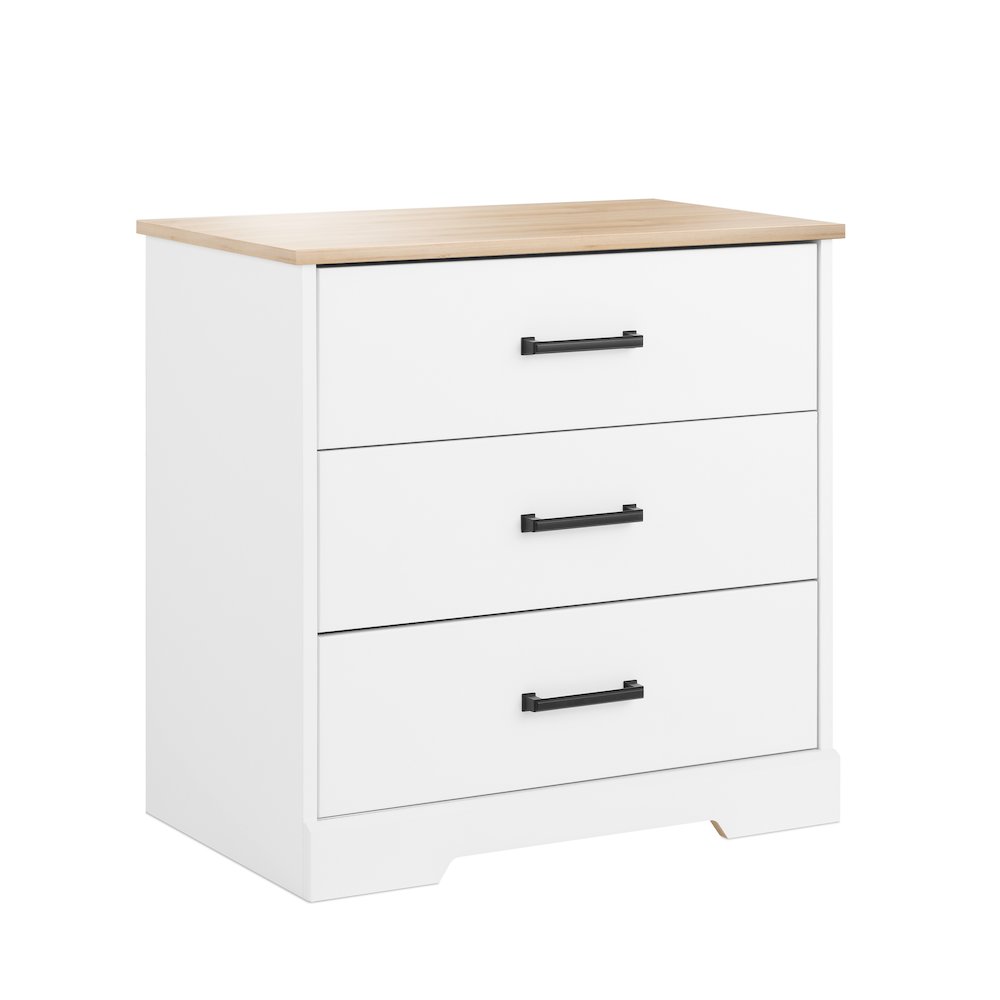 Nightstand Bedside Table, White & Oak Nightstand for Bedroom. Picture 2