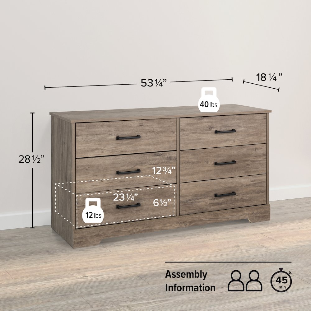Dresser, Brown Dresser for Bedroom, Chest of Drawers with 6 Drawers. Picture 4