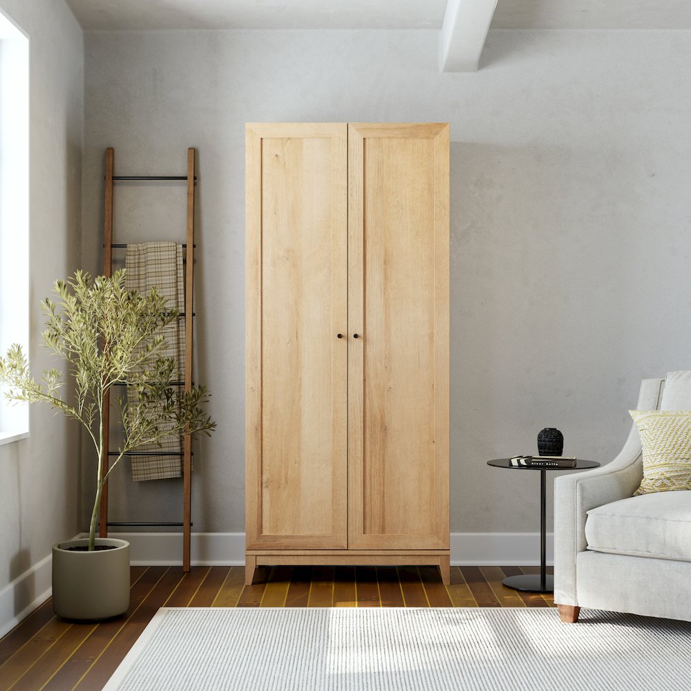 Yaletown 72" Tall Storage Cabinet in Natural Oak with Solid Wood Legs. Picture 6