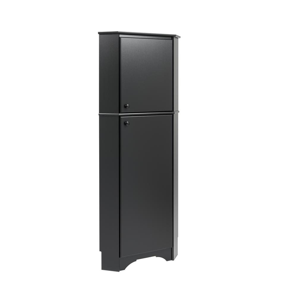 Elite Tall 2-Door Corner Storage Cabinet, Black. Picture 1