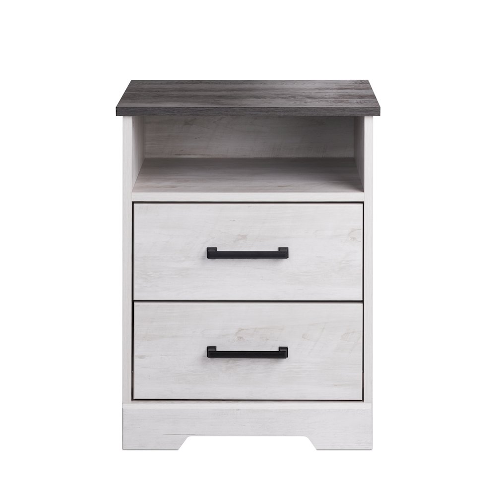 Nightstand Bedside Table, Washed White Nightstand for Bedroom. Picture 1