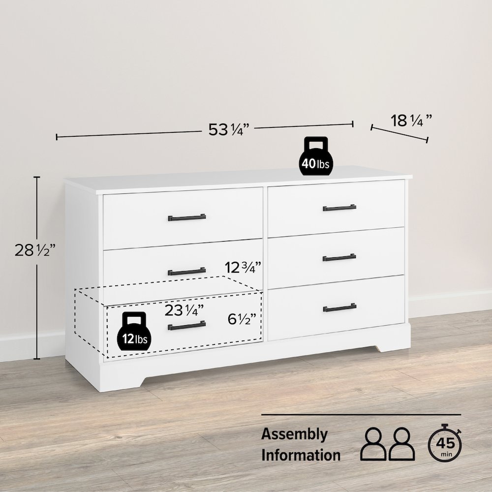 Dresser, White Dresser for Bedroom, Chest of Drawers with 6 Drawers. Picture 4