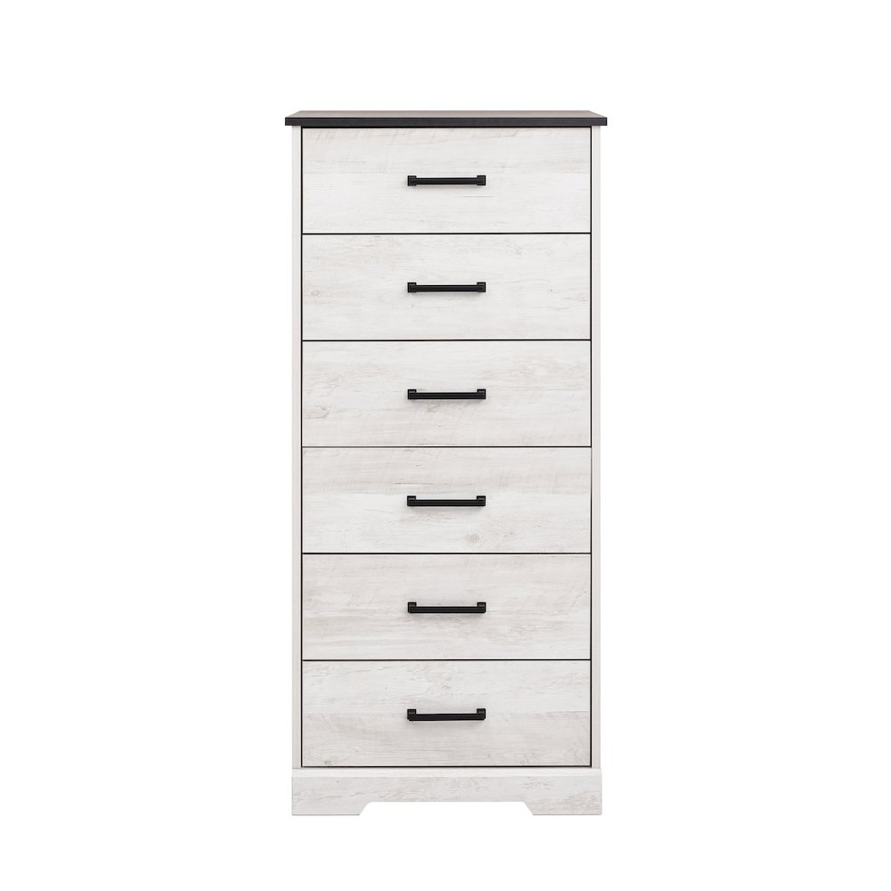 Rustic Ridge Washed White 6 Drawer 18.5"D x 23.75"W x 51.5"H Dresser. Picture 1