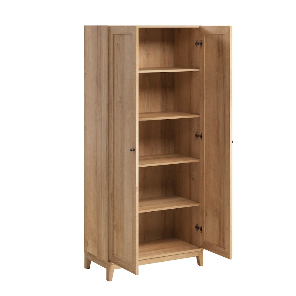 Yaletown 72" Tall Storage Cabinet in Natural Oak with Solid Wood Legs. Picture 2