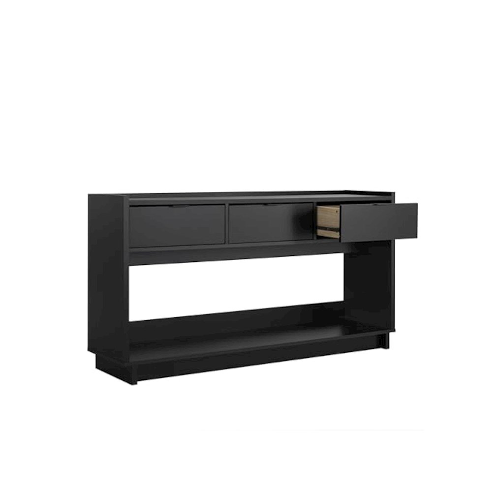Simply Modern Entryway Console Table Black Engineered Wood with 3 Drawers. Picture 13