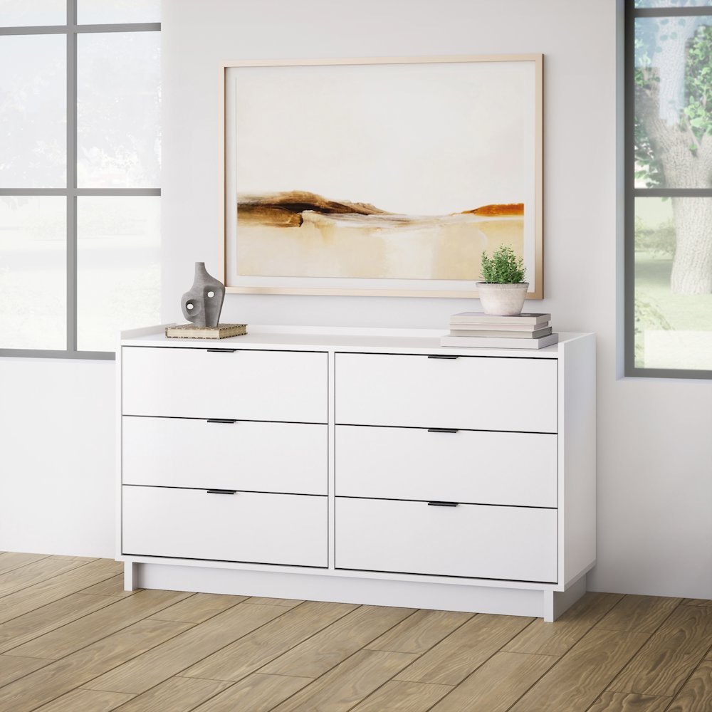 Simply Modern White 6 Drawer 52.5" W Dresser. Picture 5
