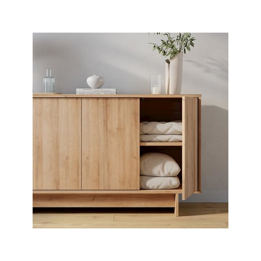 Finnley Sideboard Cabinet Buffet Natural Oak Engineered Wood with Storage. Picture 10