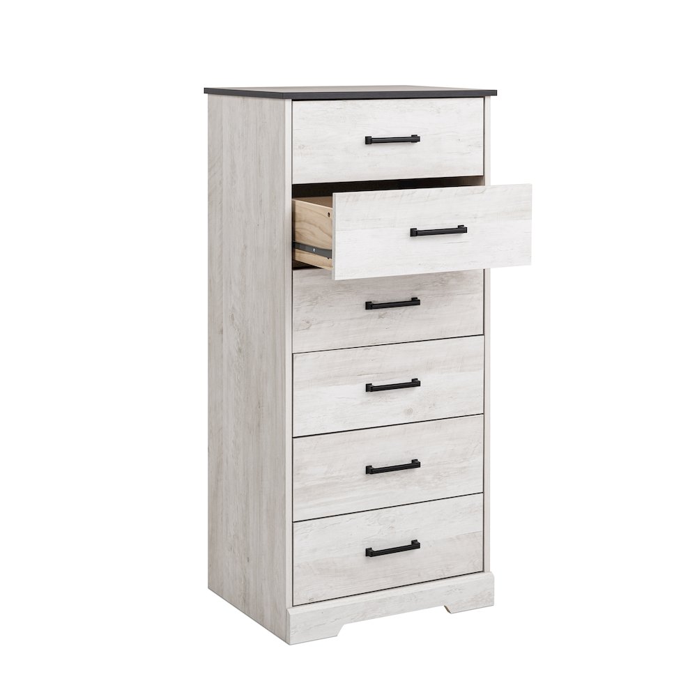Rustic Ridge Washed White 6 Drawer 18.5"D x 23.75"W x 51.5"H Dresser. Picture 11