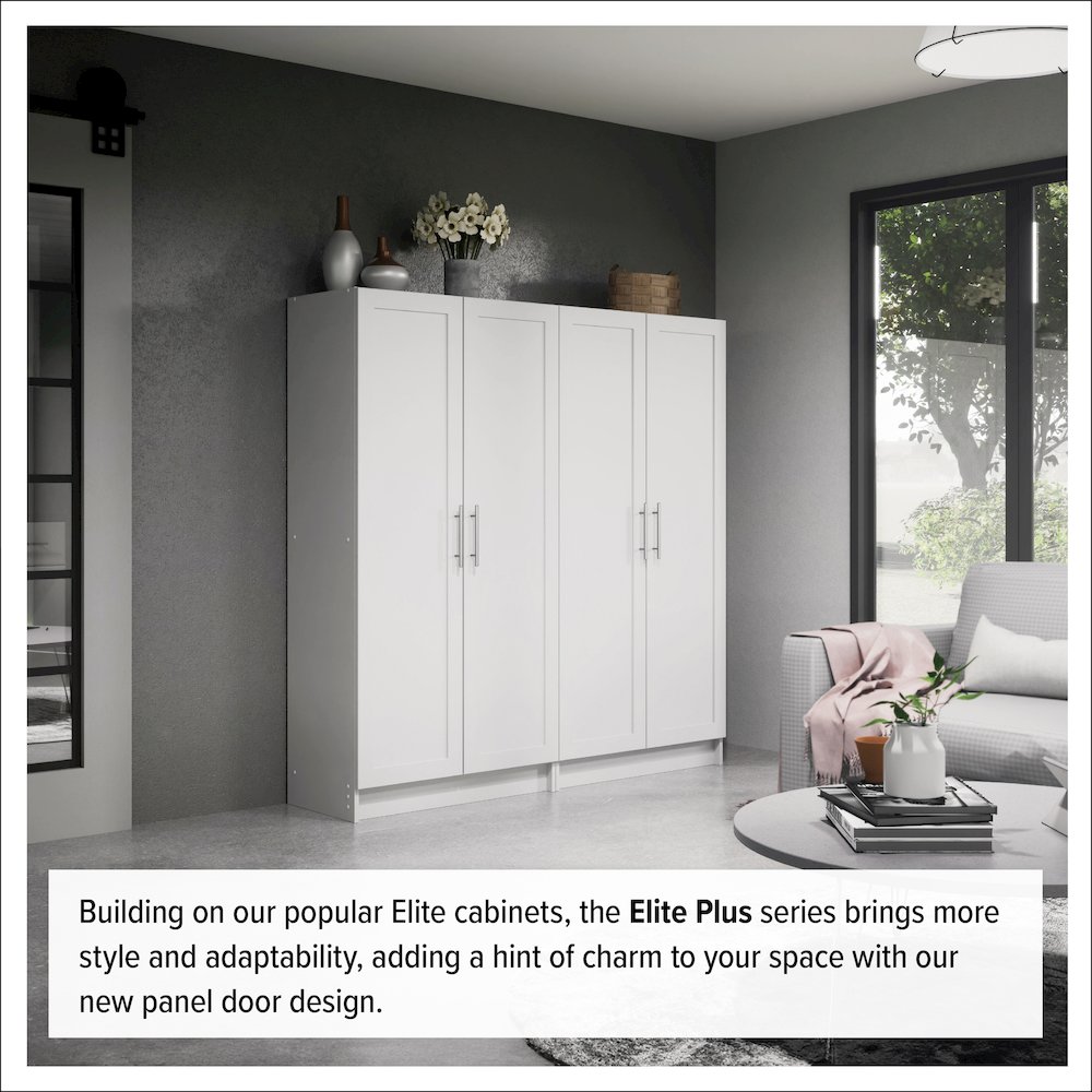 Elite Accent Cabinet with Panel Doors, White Storage Cabinet, Bathroom Cabinet. Picture 8