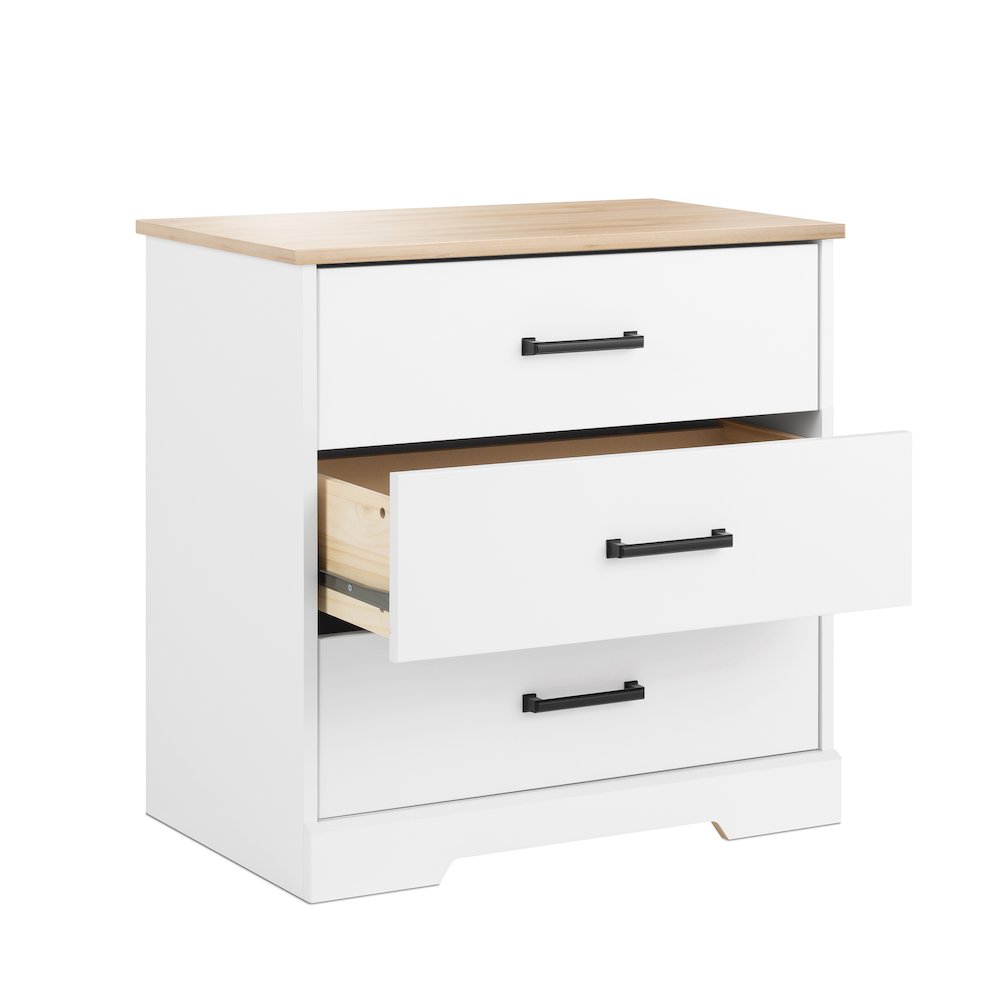 Nightstand Bedside Table, White & Oak Nightstand for Bedroom. Picture 10