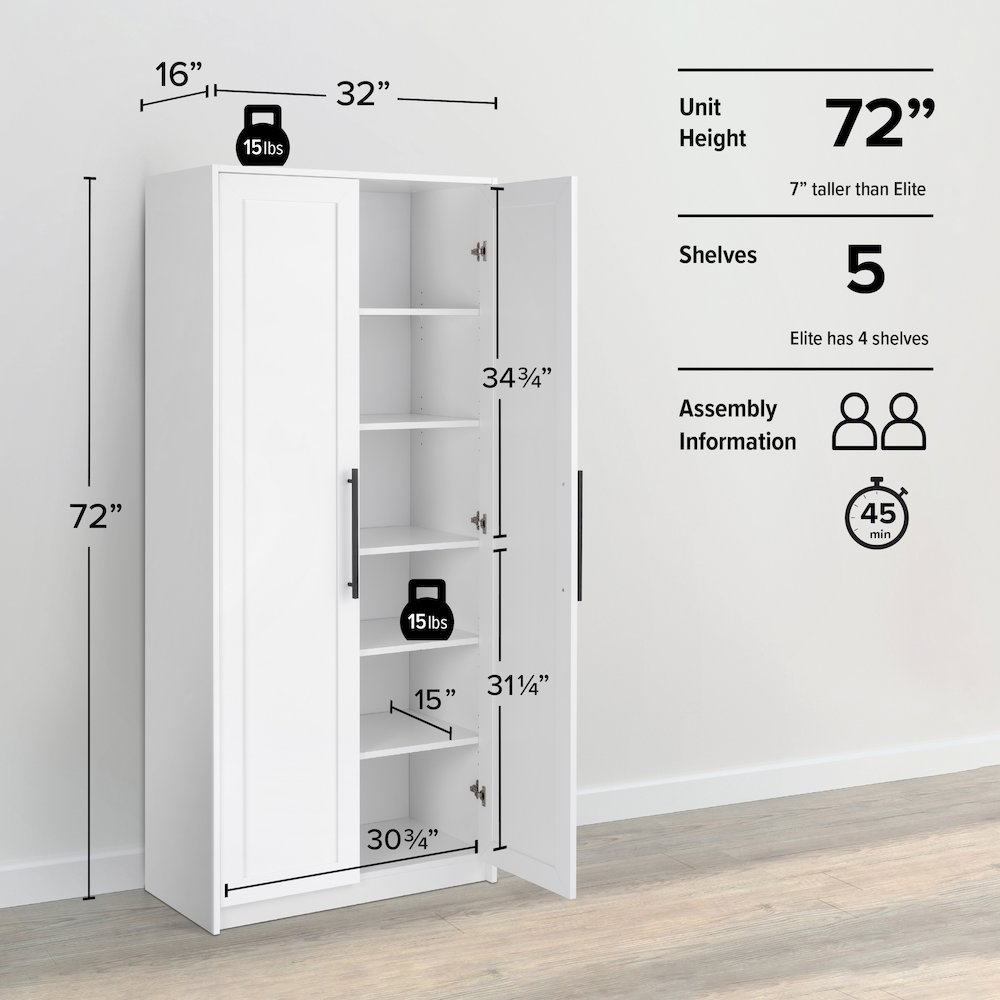 Elite Premium Home Doors, Storage, Bathroom, Pantry Cabinet with 5 Shelves. Picture 4