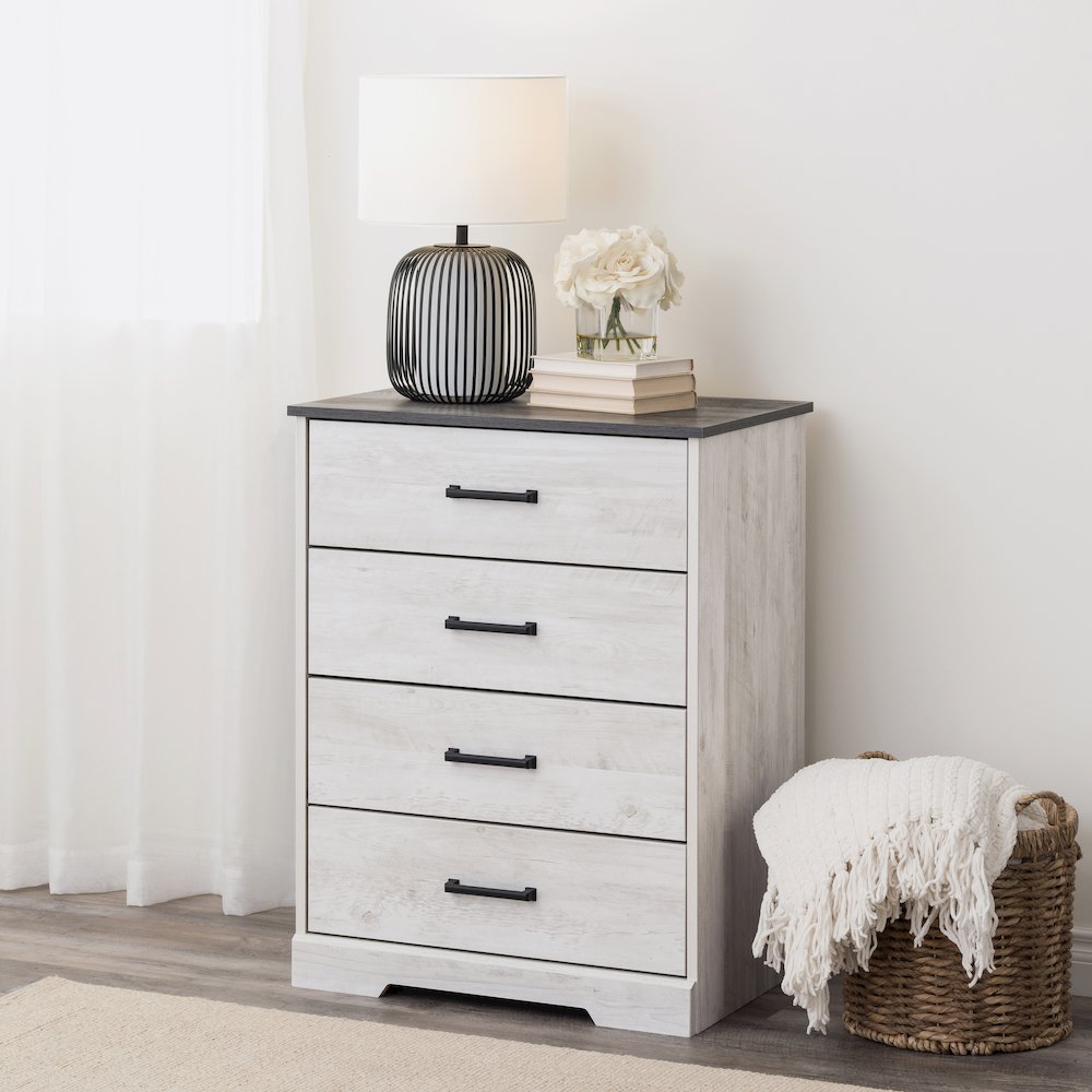 Chest, Wooden Bedroom Dresser with 4 Storage Drawers, 18.25in x 27.5in x 35.5in. Picture 8