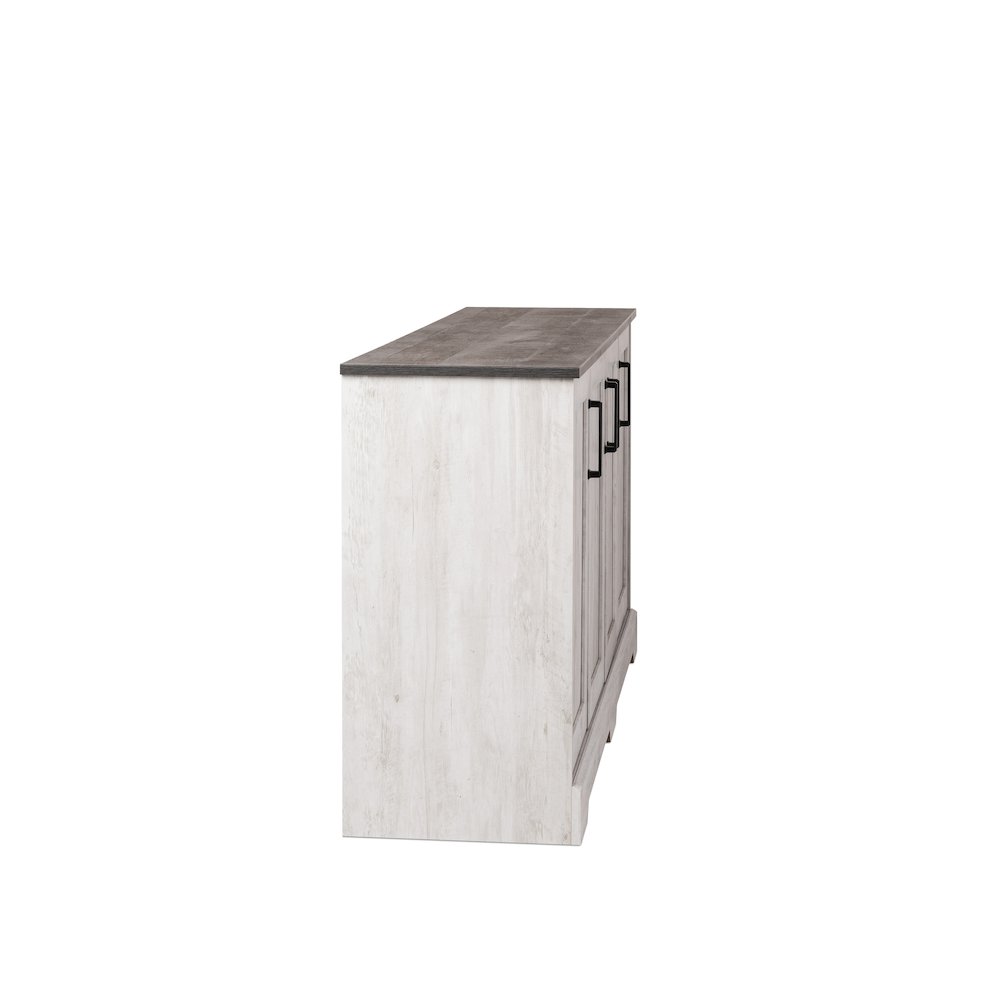 Rustic Ridge 4-Door Console Table Washed White Engineered Wood Sideboard. Picture 13