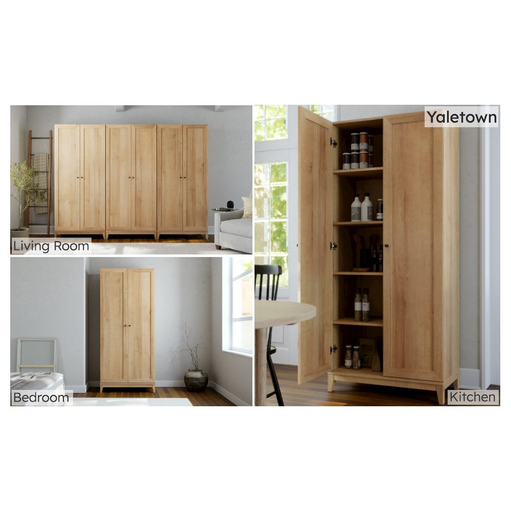Yaletown 72" Tall Storage Cabinet in Natural Oak with Solid Wood Legs. Picture 9
