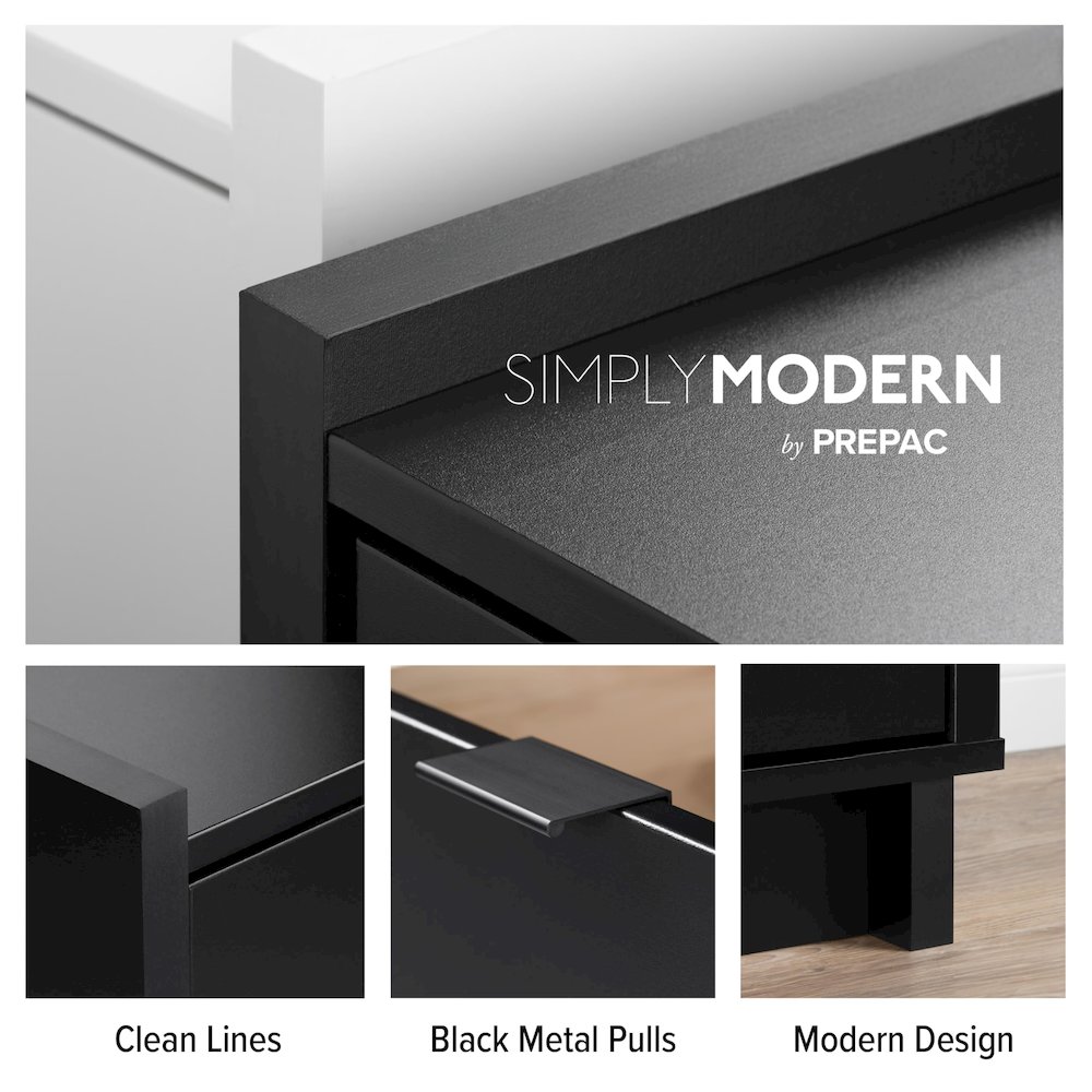 Simply Modern Entryway Console Table Black Engineered Wood with 3 Drawers. Picture 8