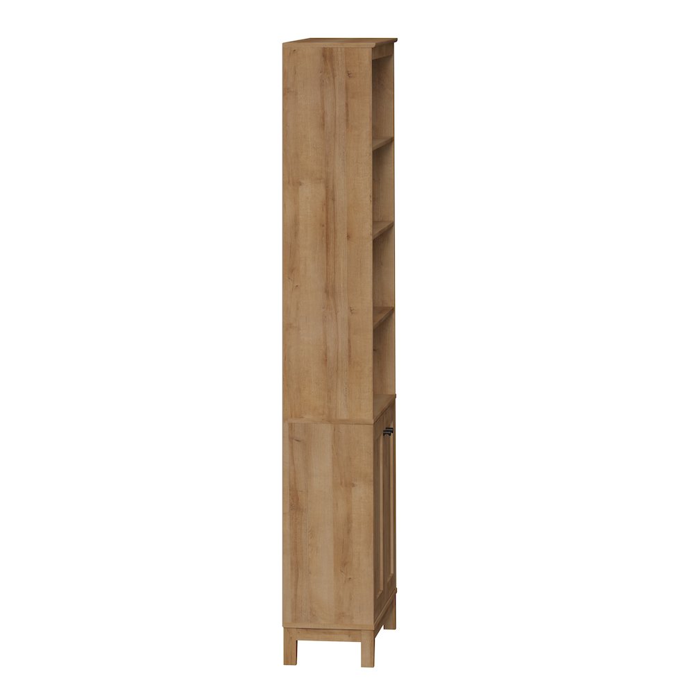 Yaletown 2-Door Bookcase with 3 Shelves Oak Engineered Wood Cabinet. Picture 14