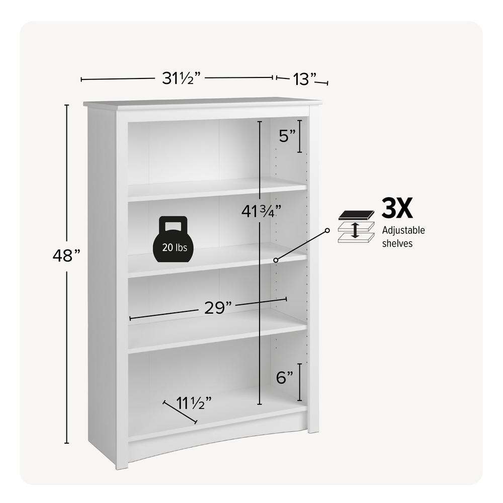 4-shelf Bookcase, White. Picture 9